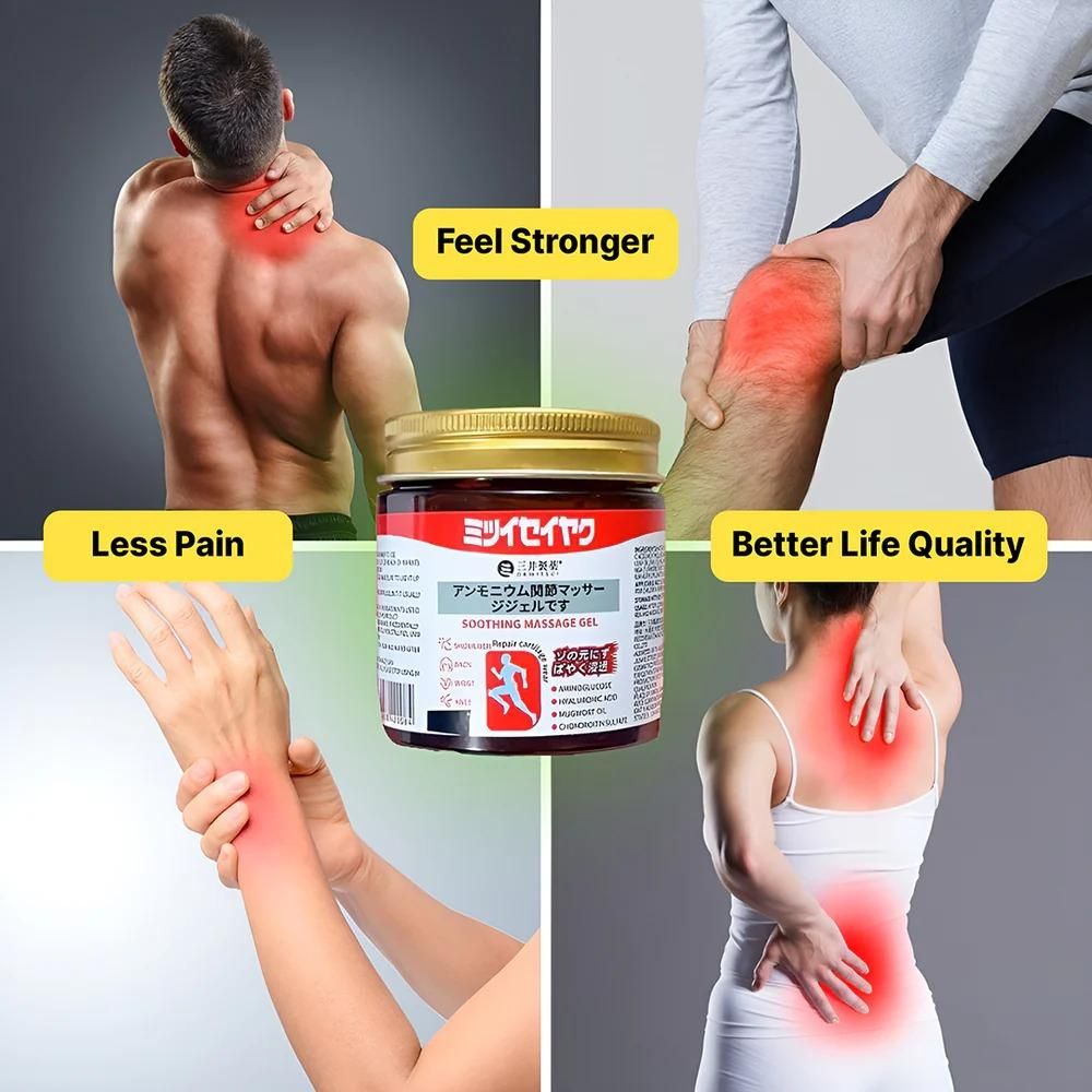 Japanese Formula Soothing Massage Gel for Joint & Muscle Pain Relief – Arnica, Mugwort, Hyaluronic Acid – Back, Neck, Knee & Leg Massage Balm – 100% Herbal Fast Absorption Formula (Pack of 2)